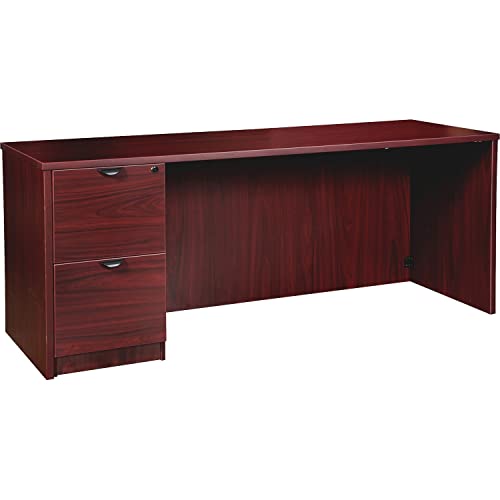 Lorell LLRPC2466LMY Prominence 2.0 Mahogany Laminate Left-Pedestal Credenza - 2-Drawer