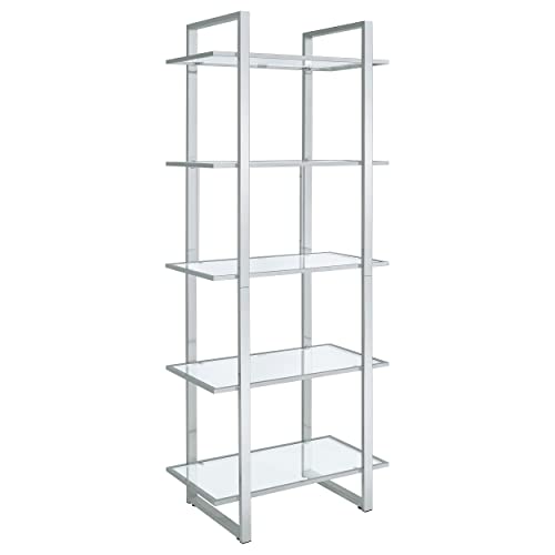 Coaster Home Furnishings Hartford Glass Shelf Bookcase Chrome