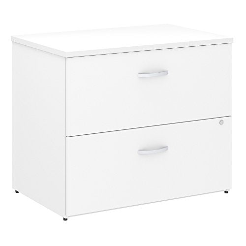 Bush Business Furniture Studio C 2 Drawer Lateral File Cabinet - Assembled, Locking, White