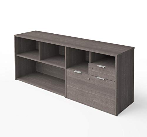 Bestar i3 Plus Credenza with 2 Drawers, 72W, Bark Grey