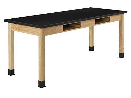 Diversified Woodcrafts Oak Table with Book Compartments, ChemArmor Top - 72" W x 30" D x 30" H