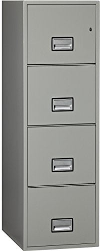 Phoenix Vertical 25 inch 4-Drawer Letter Fireproof File Cabinet with Water Seal - Light Gray
