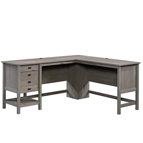 Sauder Cottage Road L-Desk, Mystic Oak Finish, L: 65.12" x W: 58.66" x H: 29.76
