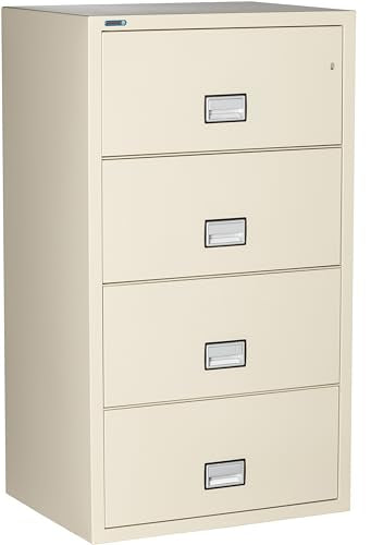 PHOENIX SAFE INTERNATIONAL LLC Fireproof 4-Drawer Lateral File Cabinet 31" Key Lock Putty LAT4W31P