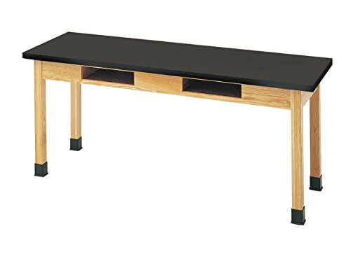 Diversified Woodcrafts Oak Table with Book Compartments, ChemArmor Top, 72" W x 24" D x 30" H