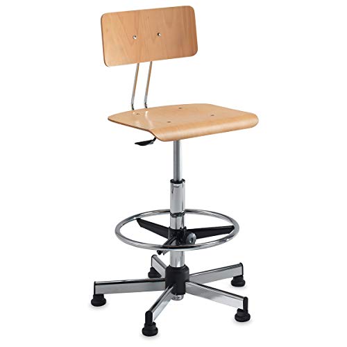 Bieffe Drafting Chair - Birch and Chrome