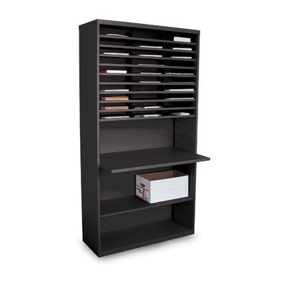 Marvel Mail Sorter Workstation with Adjustable Work Surface - Black
