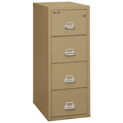 FireKing Fireproof 4-Drawer Vertical Letter File - Sand Finish, E-Lock