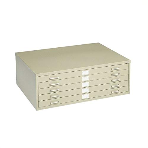 Pemberly Row 5 Drawer Metal Flat Files Cabinet for 24" x 36" Documents in Tropic Sand