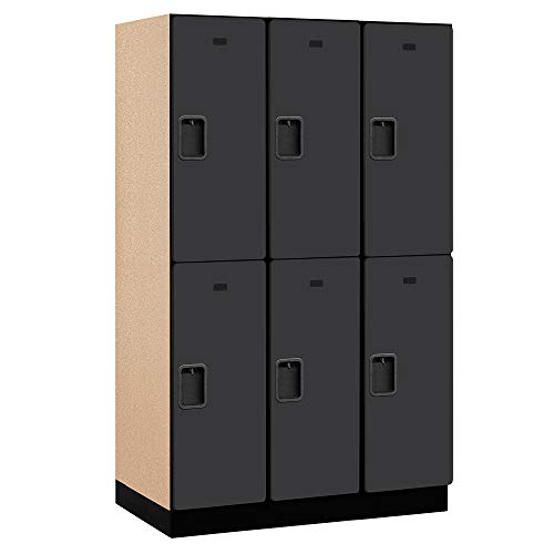Salsbury Industries Extra Wide Designer Wood Locker - 2-Tier, 6ft H x 21in D, Black