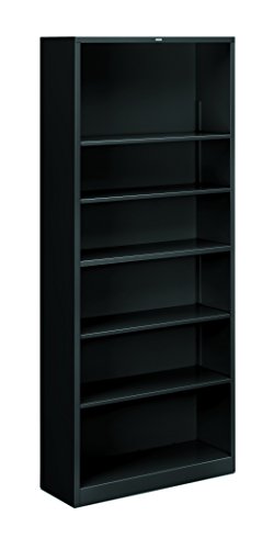 HON Brigade Metal Bookcase - 6-Shelf, 34.5" x 12.625" x 81.125", Black (HS82ABC)