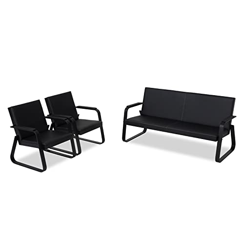 Kinsuite 5-Seat Reception Chair Set - Office Guest Chairs, Waiting Room Bench - Black