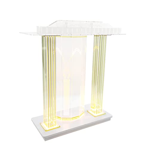 FixtureDisplays Clear Acrylic Lighted LED Podium with Casters 40" Wide X 18" Deep X 46" Tall - 21232-NPF