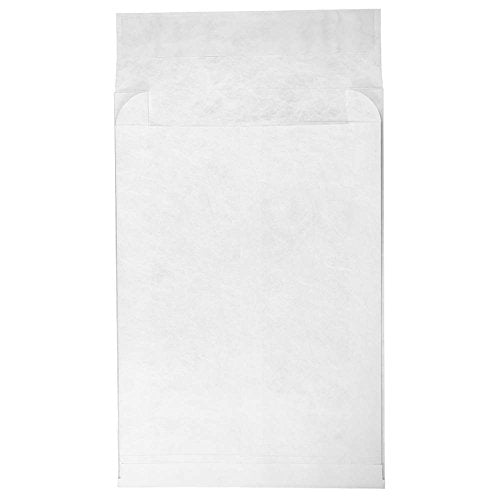 JAM PAPER Tyvek Expandable Open End Catalog Envelopes with Peel & Seal Closure - 12 x 15 x 3 - White - 100/Pack