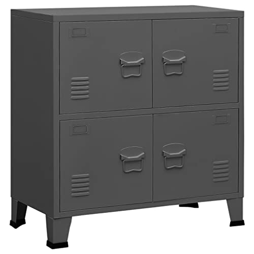 vidaXL Industrial Style Anthracite Steel File Cabinet Sideboard Storage Chest