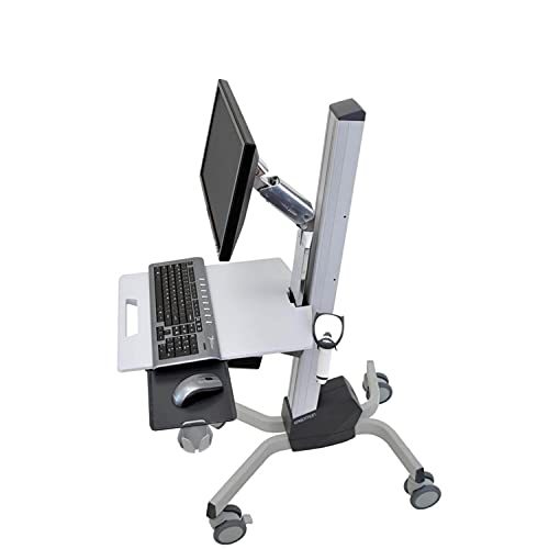 Ergotron Neo-Flex Rolling Computer Cart - Mobile Standing Desk Workstation - Grey