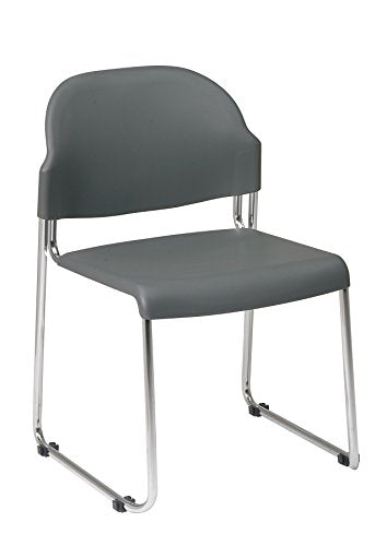 Work Smart Stacking and Ganging Plastic Chair, 30-Pack, Grey