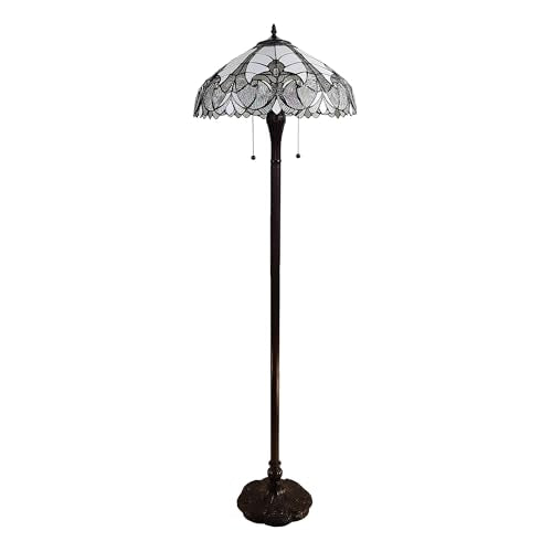 Amora Tiffany Style Floor Lamp - 62” Floral Mahogany Stained Glass
