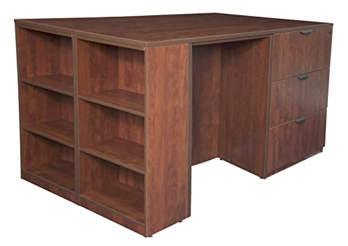 Regency Legacy Stand Up Storage Set with Three Lateral Files, Desk, Bookcase Ends - 85" x 42", Cherry by Regency
