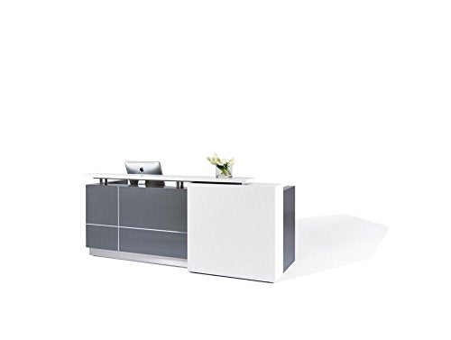 GW FURNITURE Modern Reception Desk (98") with White Quartz Stone Counter-TOP