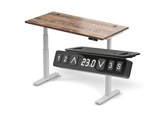 Direction Desk Electric Height Adjustable Standing Desk, Dual Motor, Commercial Grade - 72x24 (White Frame, Antique Bourbon Top)