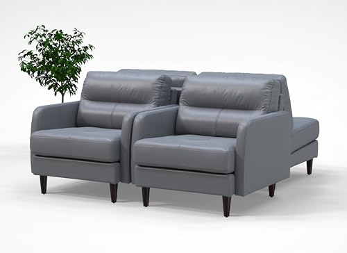 BREAKtime 4 Person Waiting Reception Lounge Chairs Set - Model 8140, Graphite Gray Leather