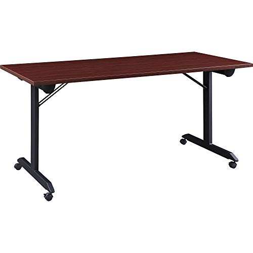 Lorell Mobile Folding Training Table, Mahogany, Powder Coated