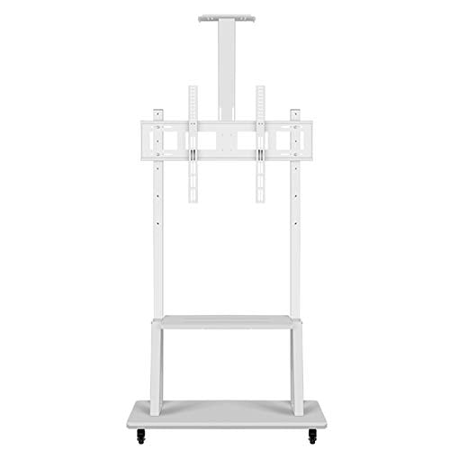 YokIma White Universal TV Stand for 32-70 Inch TVs, Heavy Duty Mobile Cart with AV Shelf & Mount - 120kg Load