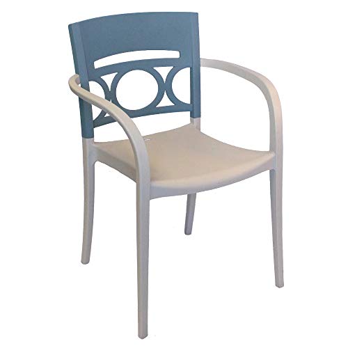 GROSFILLEX INC Moon Stacking Arm Chair, Denim Blue/Linen (Case of 16)