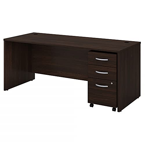 Bush Business Furniture Studio C Office Desk with Mobile File Cabinet, 72W x 30D, Black Walnut
