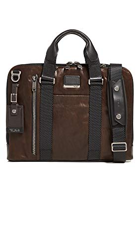 TUMI Men's Alpha Bravo Aviano Slim Brief, Dark Brown-Leather, One Size