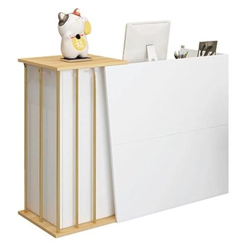 AOKLEY Modern Podio Reception Desk with Drawers & Storage Shelves