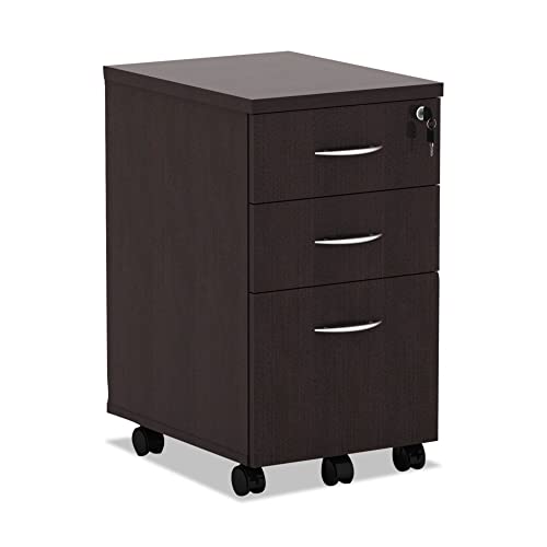 Alera Valencia Series 3-Drawer Mobile File Pedestal - Espresso