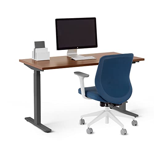 Poppin Series L 2S Adjustable Height Single Desk, Walnut/Charcoal, 47