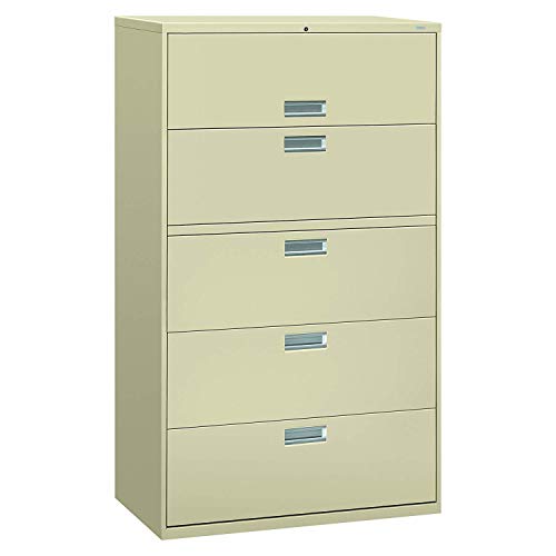 HON 695LL 600 Series Five-Drawer Lateral File Cabinet, 42" Wide, Putty