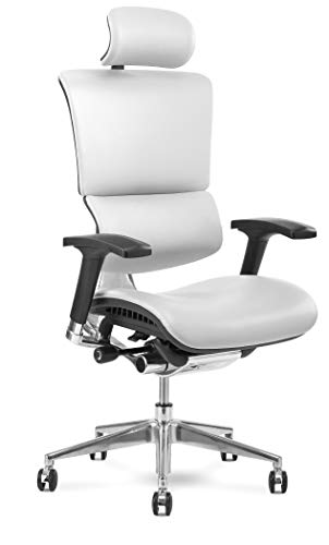 X-Chair X4 White Leather Executive Chair with Headrest - Ergonomic Office Seat