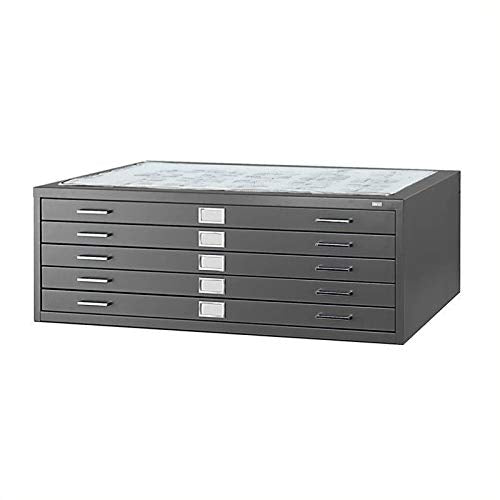 Scranton & Co 5 Drawer Metal Flat Files Cabinet for 36" x 48" Documents in Black