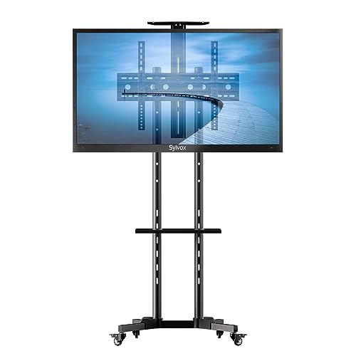 SYLVOX Rolling TV Stand for 32-75 Inch TVs, Mobile Cart up to 99 lbs, Outdoor Universal Stand w/Locking Wheels, Height & Angle Adjustable, VESA 600x400mm