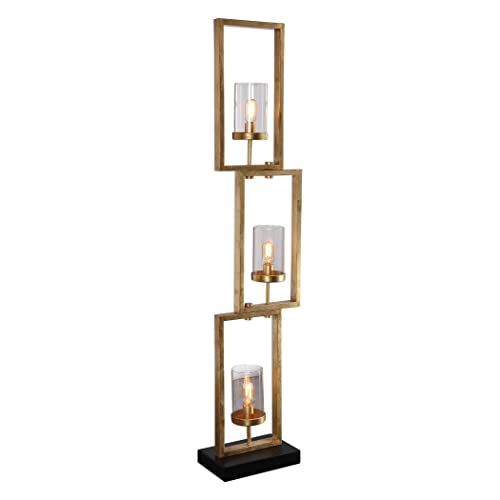 Uttermost Cielo Antique Gold Leaf 3-Light Floor Lamp