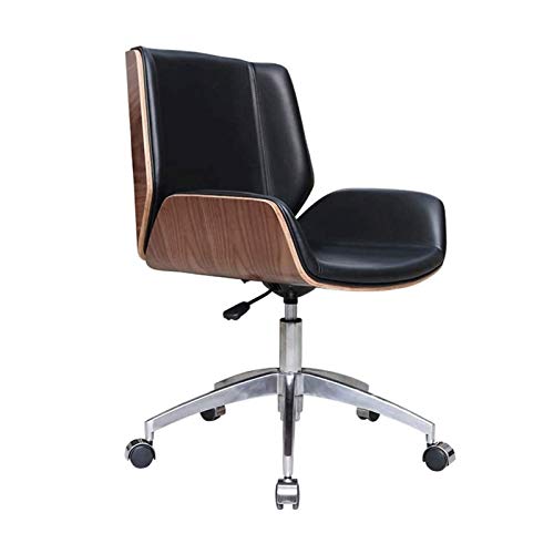 None Drafting Stool with Wheels Adjustable Leather Ergonomic Office Chair