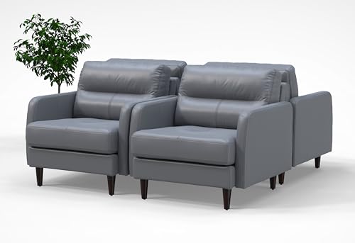 BREAKtime 4 Person Reception Lounge Chairs Set - Model 8144 - Graphite Gray Leather