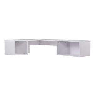 Southern Enterprises Flynn Floating Wall Mount Corner Desk - Storage Cubbies - Pure White Finish
