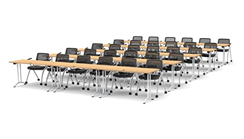 Team Tables Folding Training Seminar Classroom Model 7395 Beech 30 Person Tables with Task Chairs