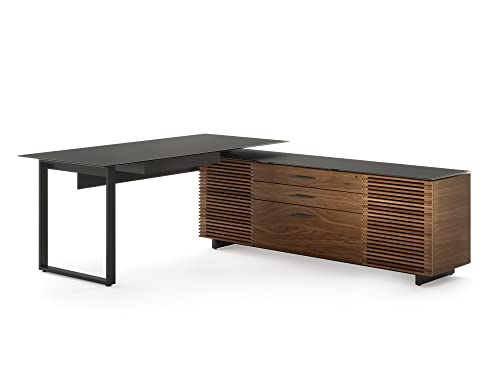 BDI Furniture Corridor Office L-Shaped Desk Natural Walnut