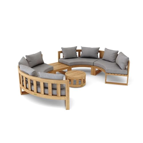 212 Main Circular Modular Deep Seating Set - Natural Smooth Well Sanded