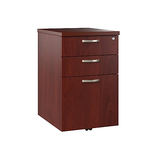 Bush Business Furniture Rolling File Cabinet | Mobile Under Desk Drawers for Letter, Legal, and A4-Size Document Storage, Hansen Cherry