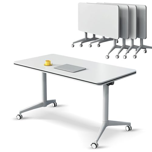 Ptosziav Folding Conference Table Set of 4, White, 140x60cm