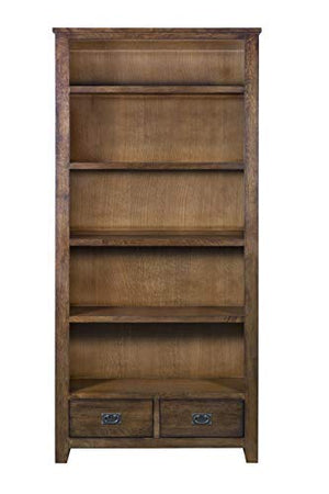 Mission Quarter Sawn Oak Bookcase with 2-Drawers & Open Shelves