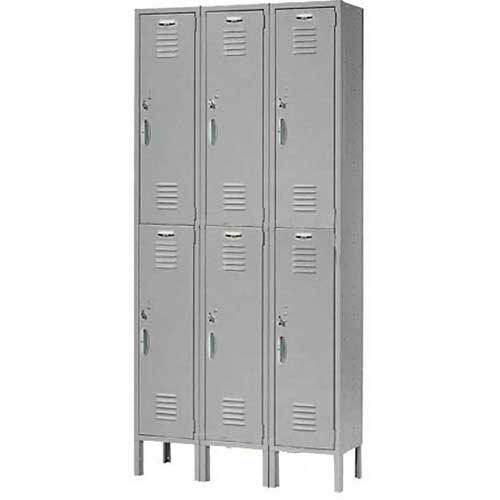 Global Industrial Double Tier Locker 12x15x36 6 Door Unassembled Gray