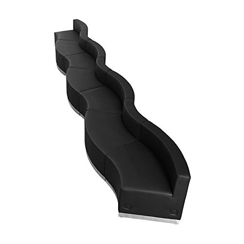 Offex Black Leather Reception Configuration - 7 Pieces